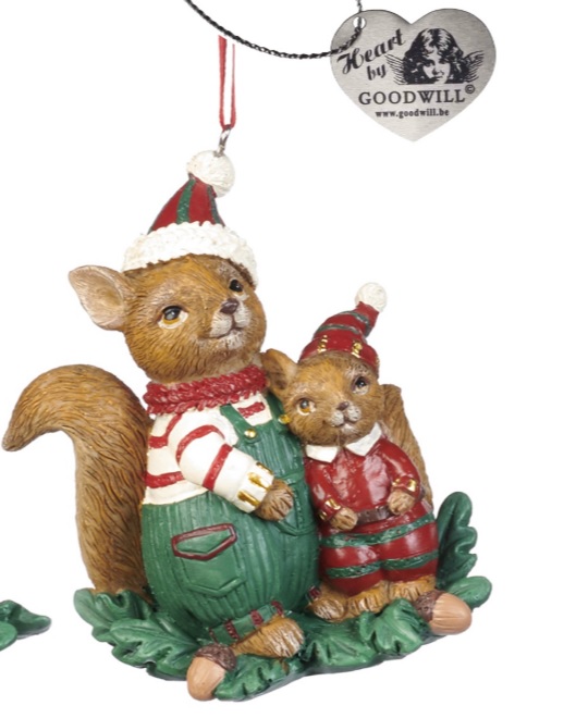Decorazione in resina da appendere scoiattolino mamma e figlio - H.10 cm - Goodwill